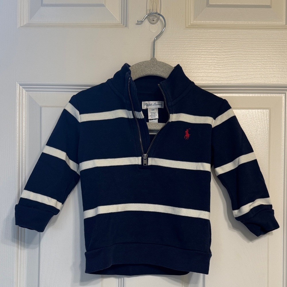 Ralph Lauren Kids Navy and White Striped Pullover